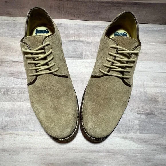 1901 Mens Round Toe Oxford  Round Toe Comfort Tan Leather Suede Shoe Size: 8M - Picture 2 of 14